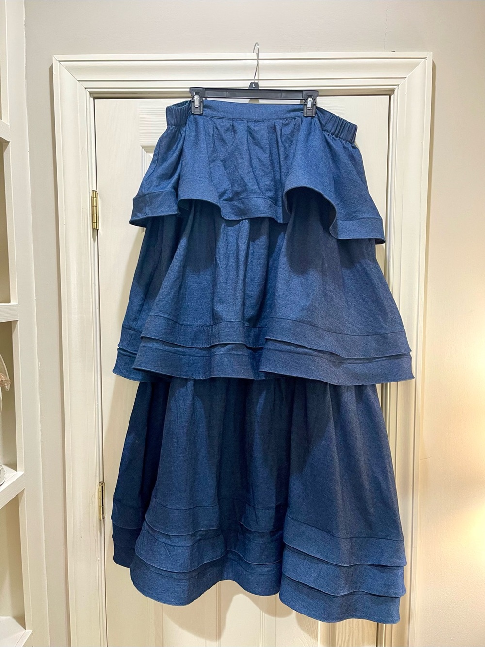 Layered Maxi Skirt in Navy Blue